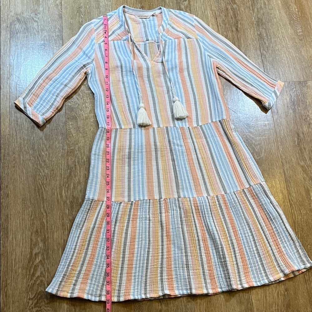 Soft Surroundings Laguna Gauze Stripe Dress Multi Color Petite Small EUC Cotton - Picture 13 of 16